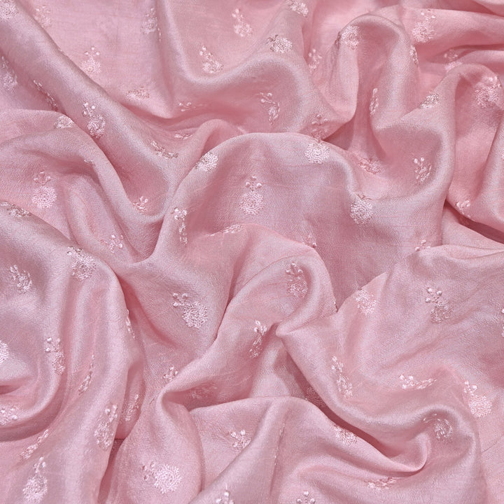 Blush Pink Color Bamberg Raw Silk Thread Embroidery Fabric- GP3819-9