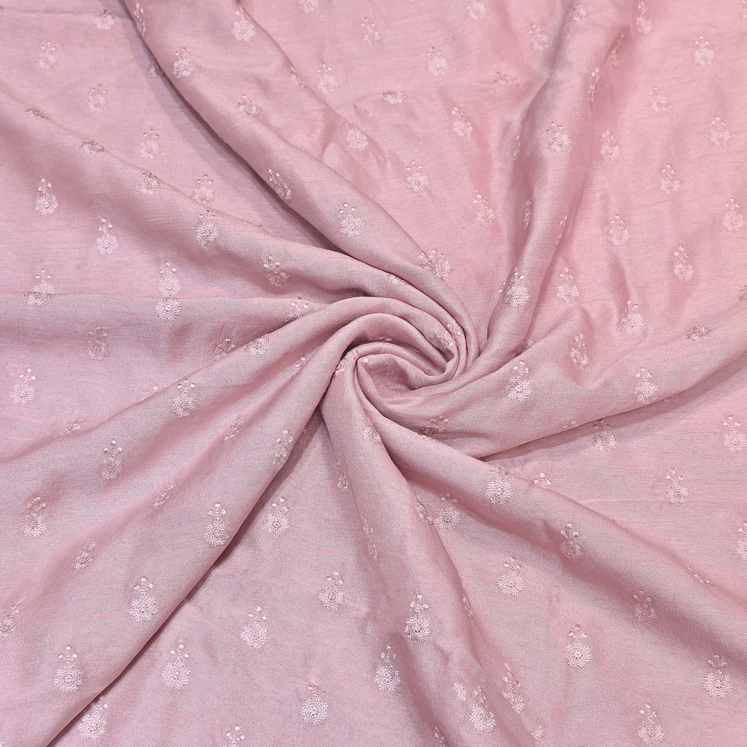 Blush Pink Color Bamberg Raw Silk Thread Embroidery Fabric- GP3819-9