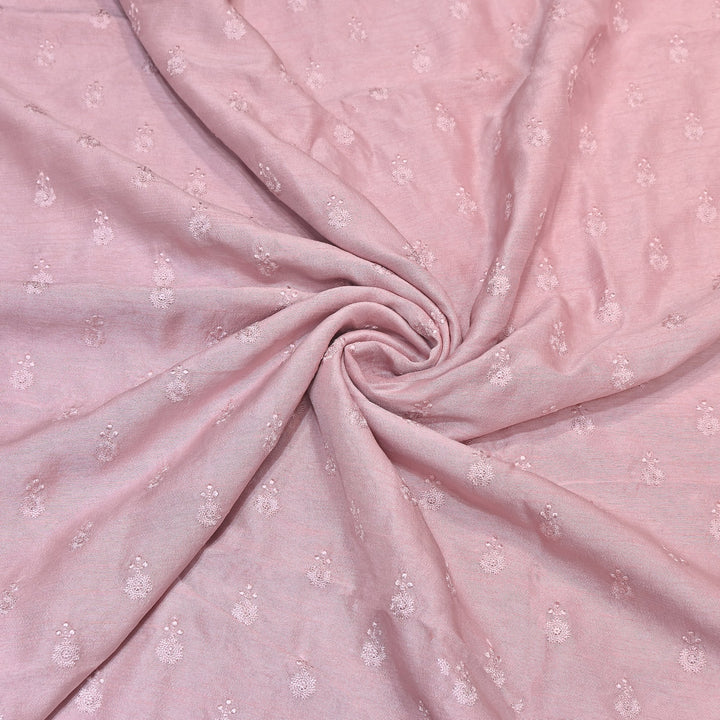 Blush Pink Color Bamberg Raw Silk Thread Embroidery Fabric- GP3819-9