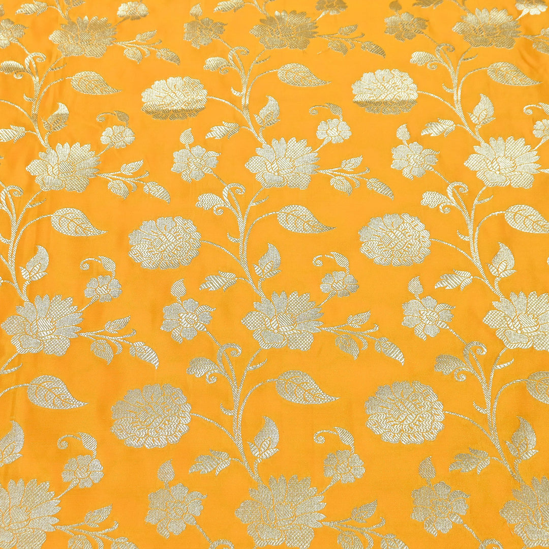 Mashru Satin Silk Zari Jaal Brocade Fabric – Luxury Designer Traditional Silk Fabric - MAS250-1