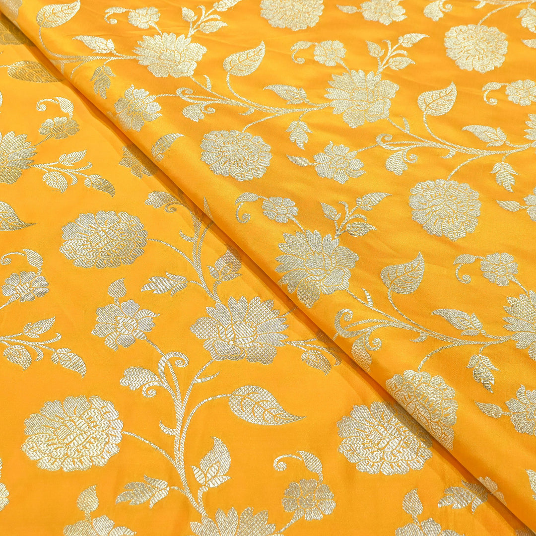 Mashru Satin Silk Zari Jaal Brocade Fabric – Luxury Designer Traditional Silk Fabric - MAS250-1