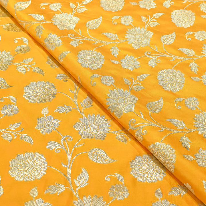 Mashru Satin Silk Zari Jaal Brocade Fabric – Luxury Designer Traditional Silk Fabric - MAS250-1