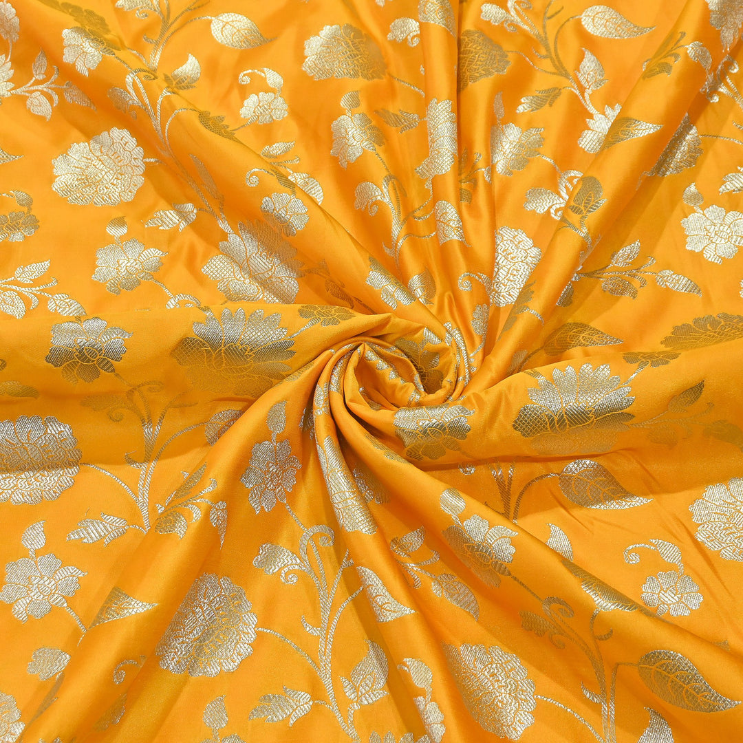 Mashru Satin Silk Zari Jaal Brocade Fabric – Luxury Designer Traditional Silk Fabric - MAS250-1