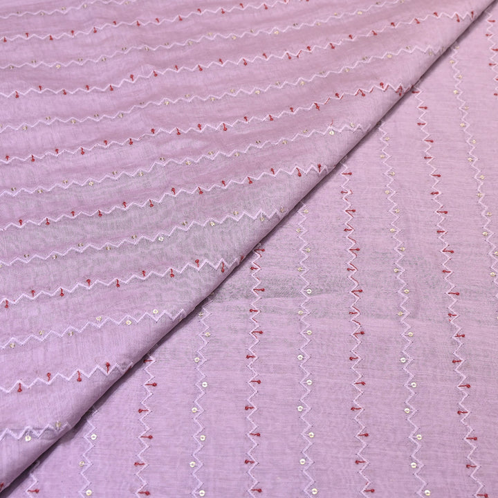 Mul Chanderi Sequence Work Embroidery – Designer Summer Fabric MF8163-1