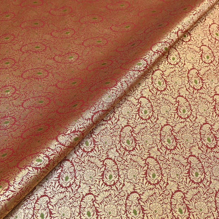 Premium Satin Mina Zari Brocade Fabric | Designer Fabric | ZZ1217-02