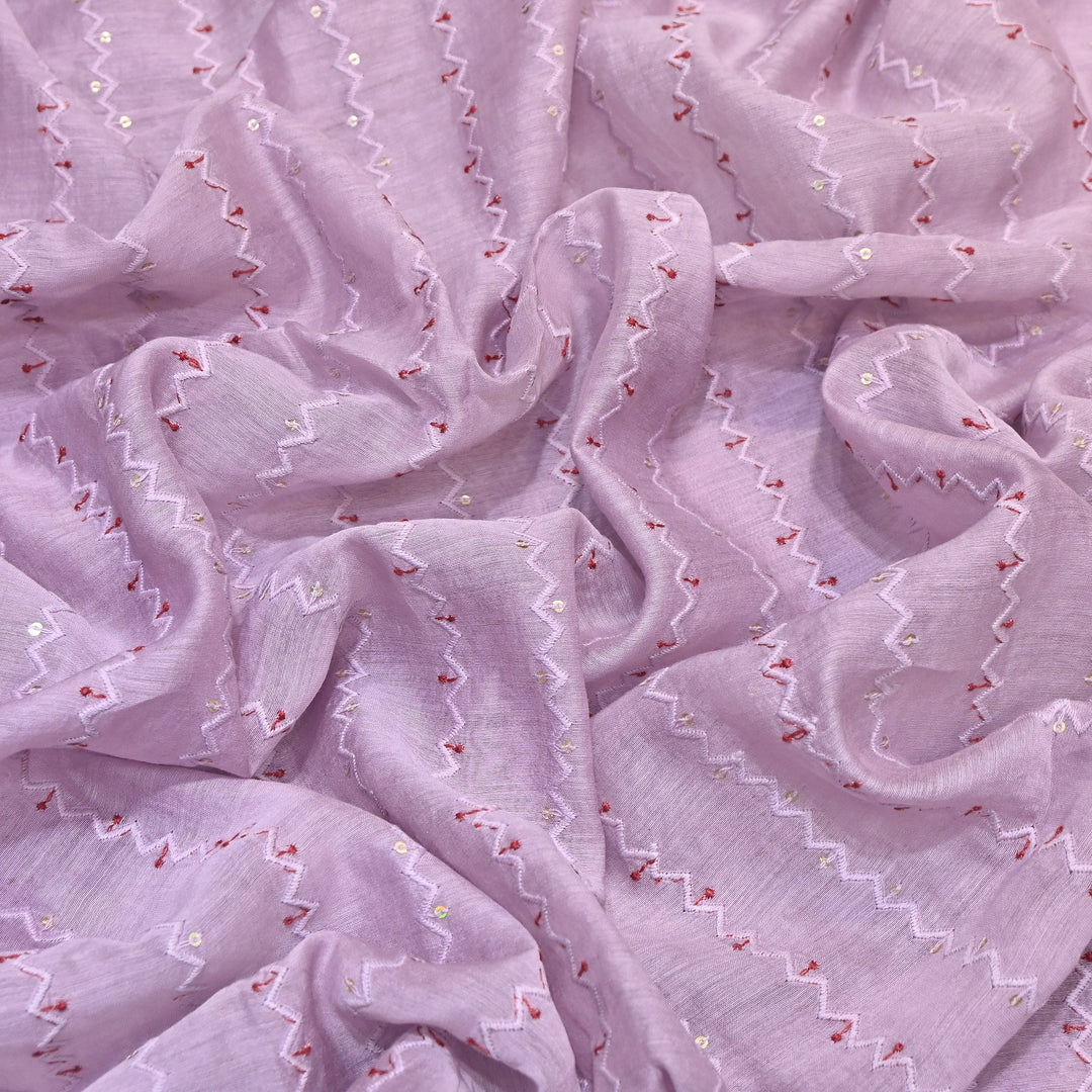 Mul Chanderi Sequence Work Embroidery – Designer Summer Fabric MF8163-1