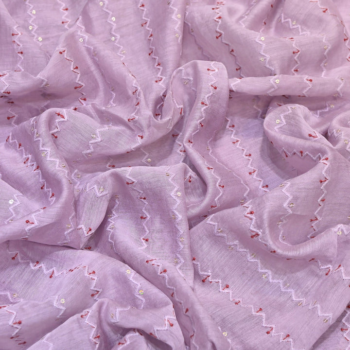 Mul Chanderi Sequence Work Embroidery – Designer Summer Fabric MF8163-1