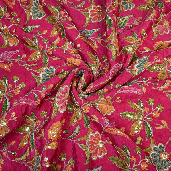 Beautiful Designer Crepe Position Prints, Zari & Sequin Embroidery Fabrics