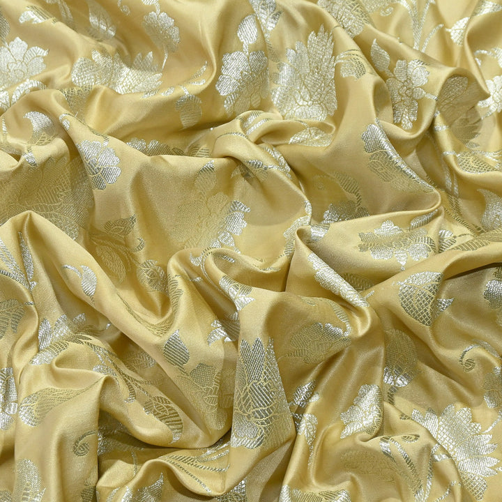 Mashru Satin Silk Zari Jaal Brocade Fabric – Luxury Designer Traditional Silk Fabric - MAS250-2