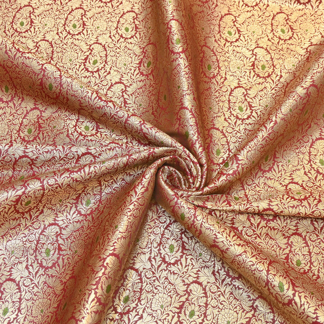 Premium Satin Mina Zari Brocade Fabric | Designer Fabric | ZZ1217-02
