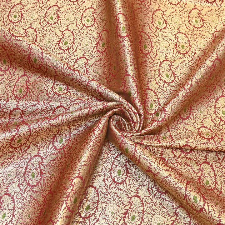 Premium Satin Mina Zari Brocade Fabric | Designer Fabric | ZZ1217-02