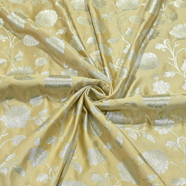 Mashru Satin Silk Zari Jaal Brocade Fabric – Luxury Designer Traditional Silk Fabric - MAS250-2