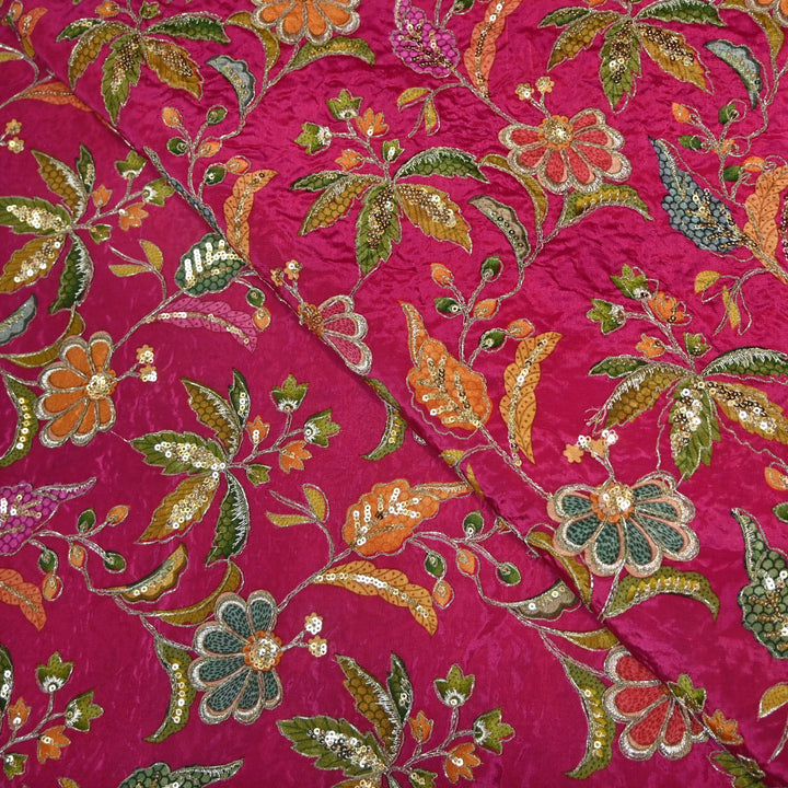 Beautiful Designer Crepe Position Prints, Zari & Sequin Embroidery Fabrics