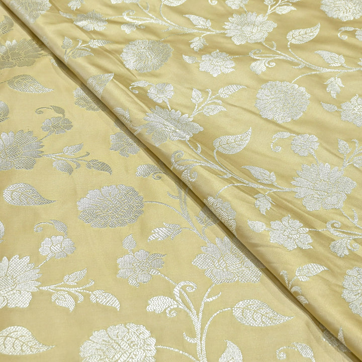 Mashru Satin Silk Zari Jaal Brocade Fabric – Luxury Designer Traditional Silk Fabric - MAS250-2