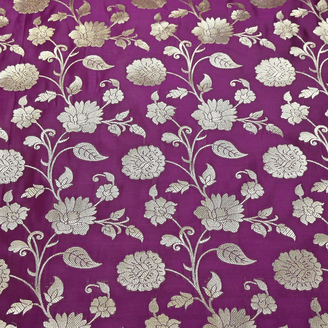 Mashru Satin Silk Zari Jaal Brocade Fabric – Luxury Designer Traditional Silk Fabric - MAS250-3