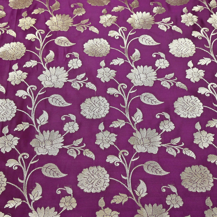 Mashru Satin Silk Zari Jaal Brocade Fabric – Luxury Designer Traditional Silk Fabric - MAS250-3