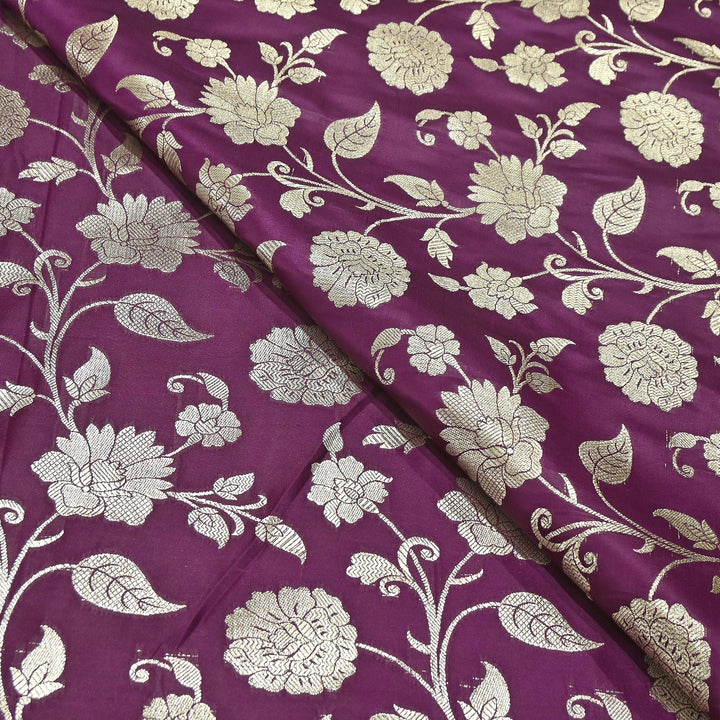 Mashru Satin Silk Zari Jaal Brocade Fabric – Luxury Designer Traditional Silk Fabric - MAS250-3