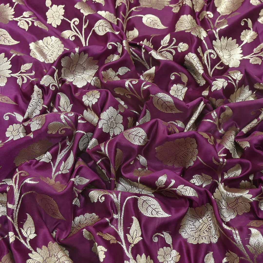 Mashru Satin Silk Zari Jaal Brocade Fabric – Luxury Designer Traditional Silk Fabric - MAS250-3