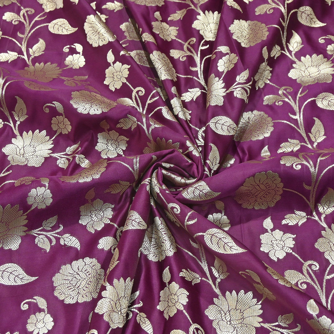 Mashru Satin Silk Zari Jaal Brocade Fabric – Luxury Designer Traditional Silk Fabric - MAS250-3