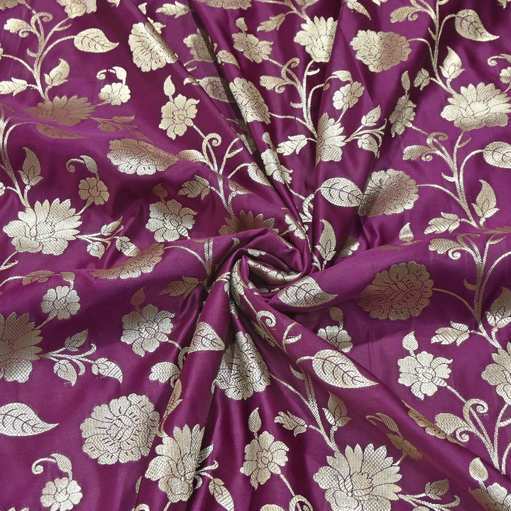 Mashru Satin Silk Zari Jaal Brocade Fabric – Luxury Designer Traditional Silk Fabric - MAS250-3