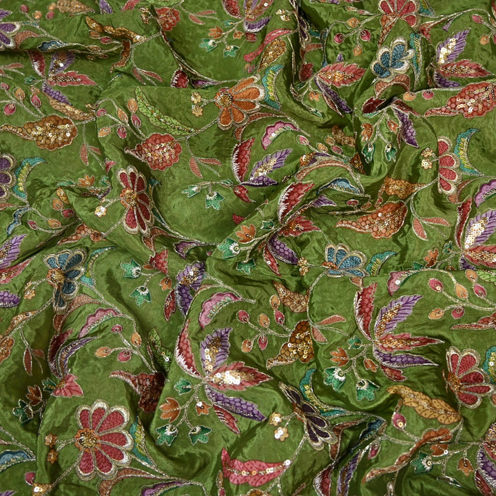 Beautiful Designer Crepe Position Prints, Zari & Sequin Embroidery Fabrics