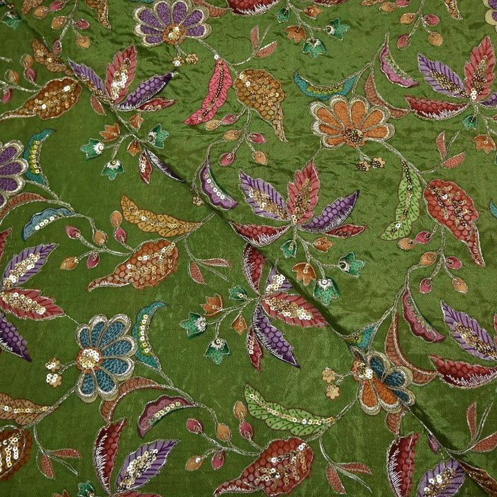 Beautiful Designer Crepe Position Prints, Zari & Sequin Embroidery Fabrics