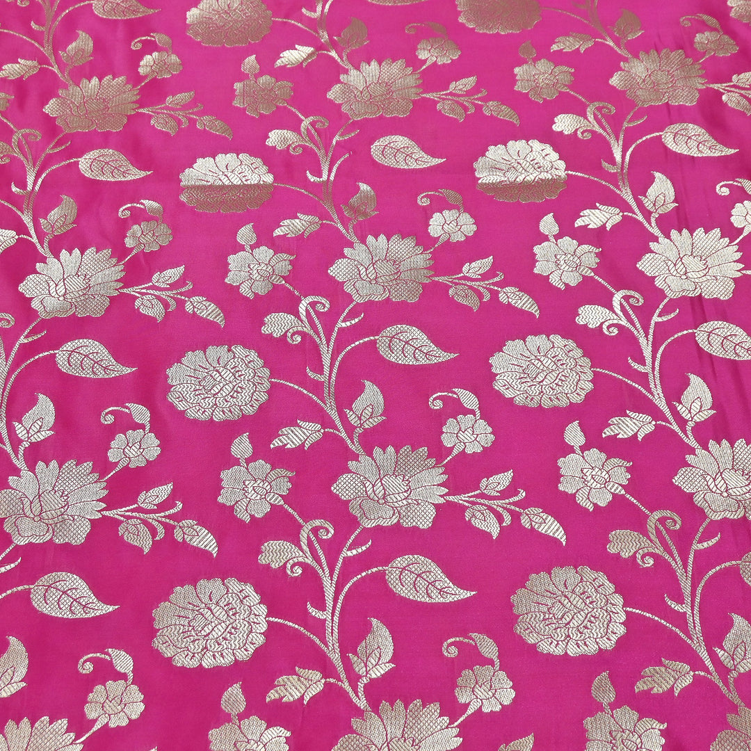 Mashru Satin Silk Zari Jaal Brocade Fabric – Luxury Designer Traditional Silk Fabric - MAS250-4