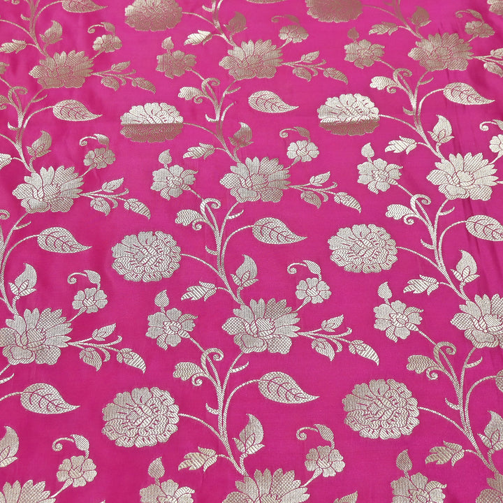 Mashru Satin Silk Zari Jaal Brocade Fabric – Luxury Designer Traditional Silk Fabric - MAS250-4