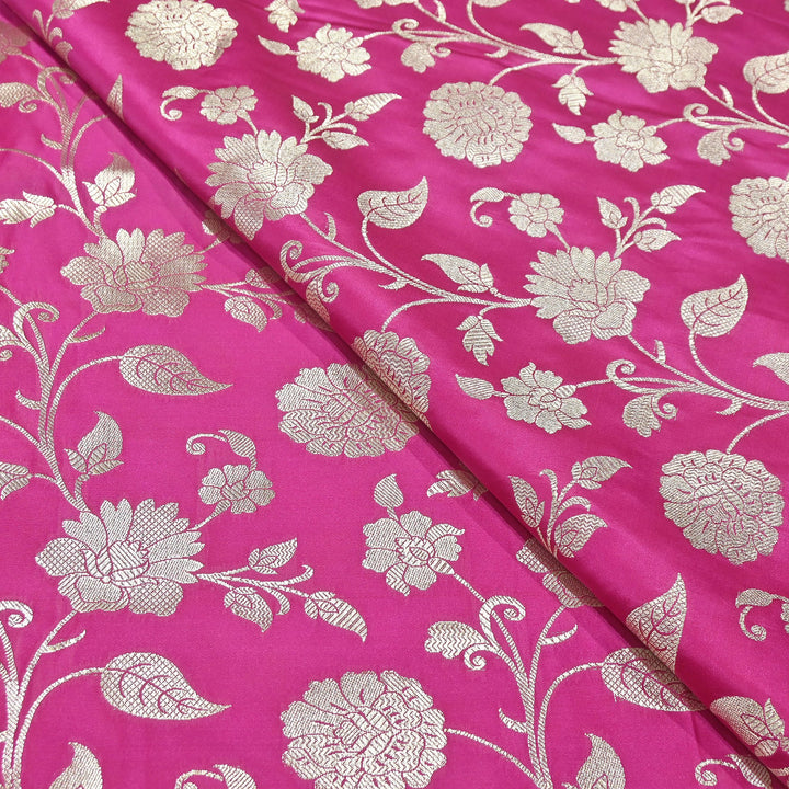 Mashru Satin Silk Zari Jaal Brocade Fabric – Luxury Designer Traditional Silk Fabric - MAS250-4