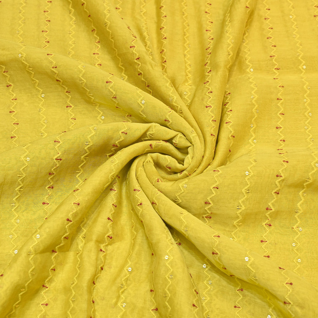 Mul Chanderi Sequence Work Embroidery – Designer Summer Fabric MF8163-3