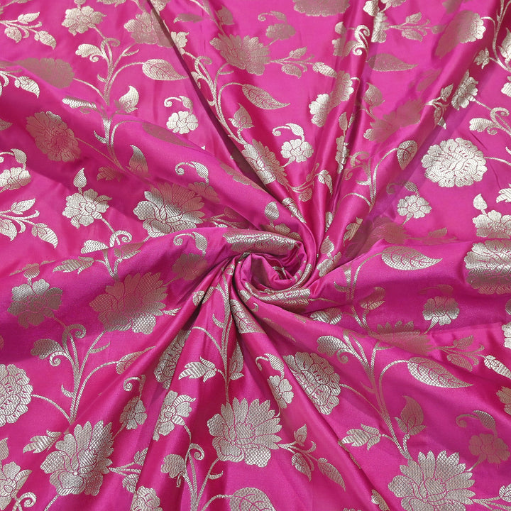 Mashru Satin Silk Zari Jaal Brocade Fabric – Luxury Designer Traditional Silk Fabric - MAS250-4