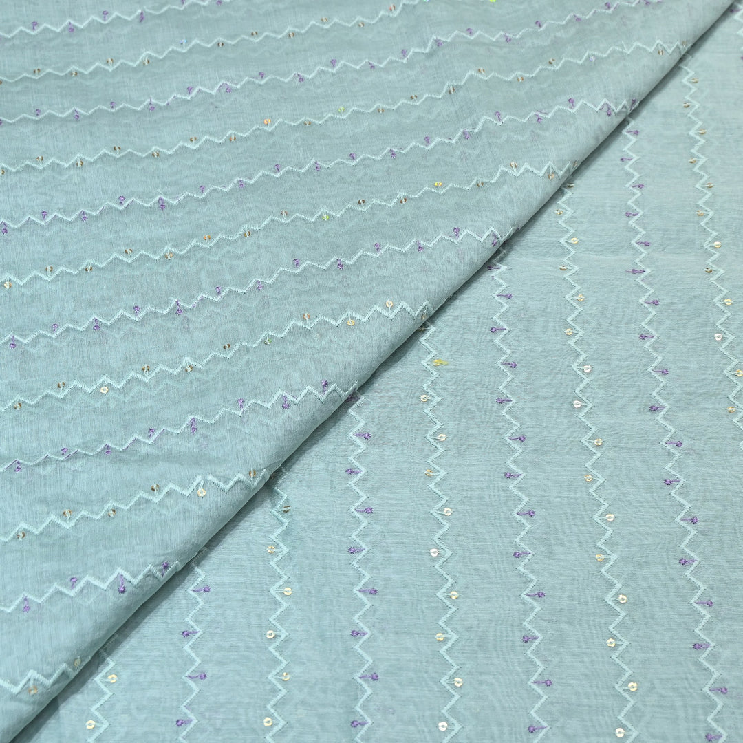 Mul Chanderi Sequence Work Embroidery – Designer Summer Fabric MF8163-4
