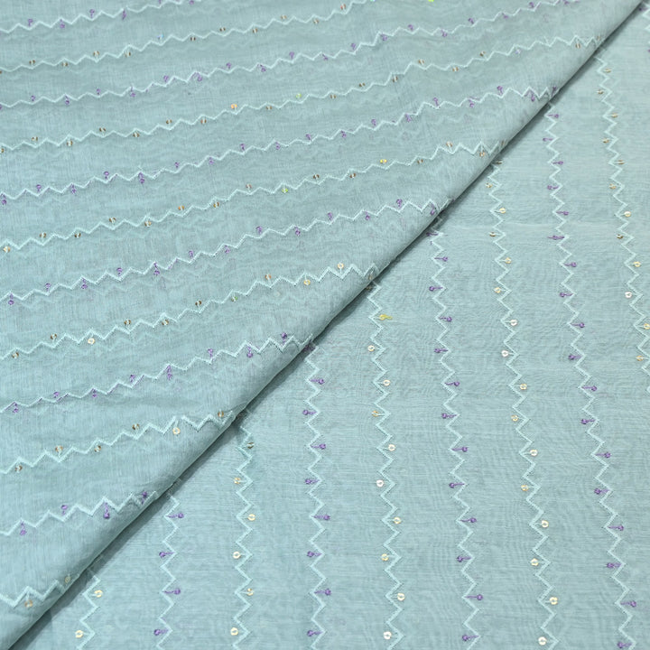 Mul Chanderi Sequence Work Embroidery – Designer Summer Fabric MF8163-4