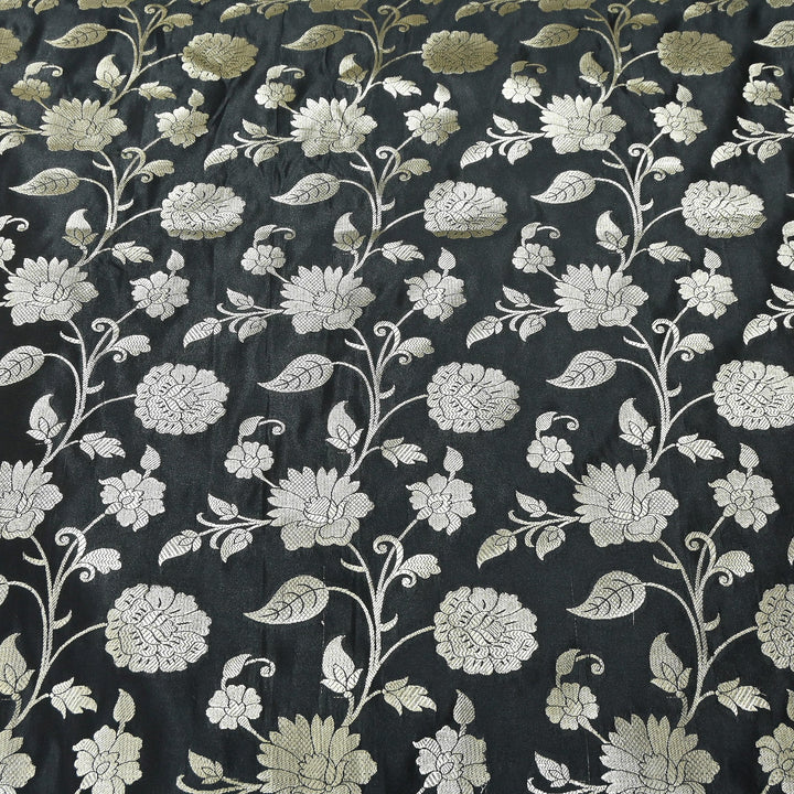 Mashru Satin Silk Zari Jaal Brocade Fabric – Luxury Designer Traditional Silk Fabric - MAS250-5