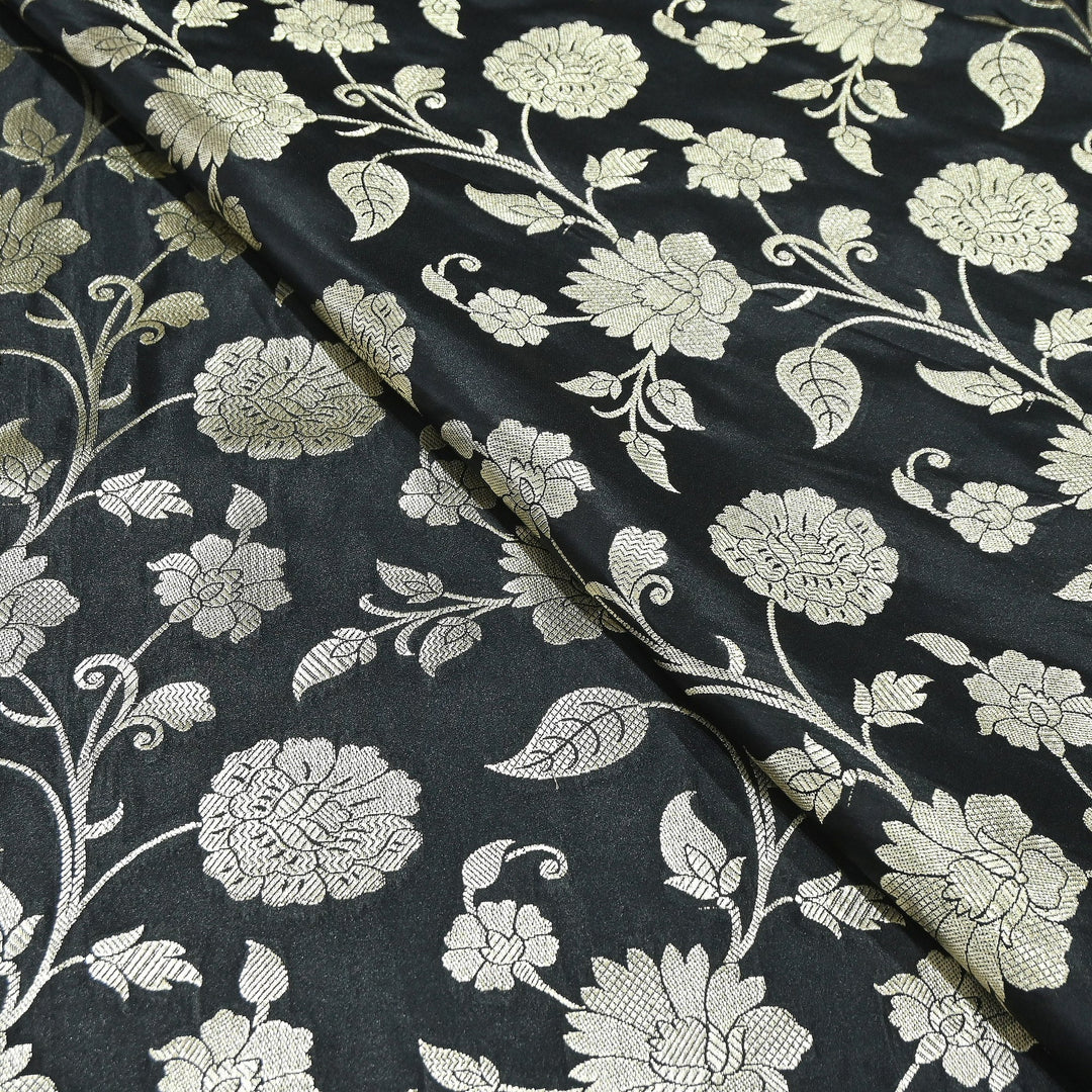 Mashru Satin Silk Zari Jaal Brocade Fabric – Luxury Designer Traditional Silk Fabric - MAS250-5