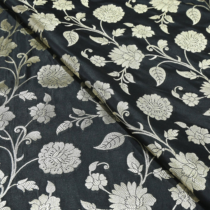 Mashru Satin Silk Zari Jaal Brocade Fabric – Luxury Designer Traditional Silk Fabric - MAS250-5