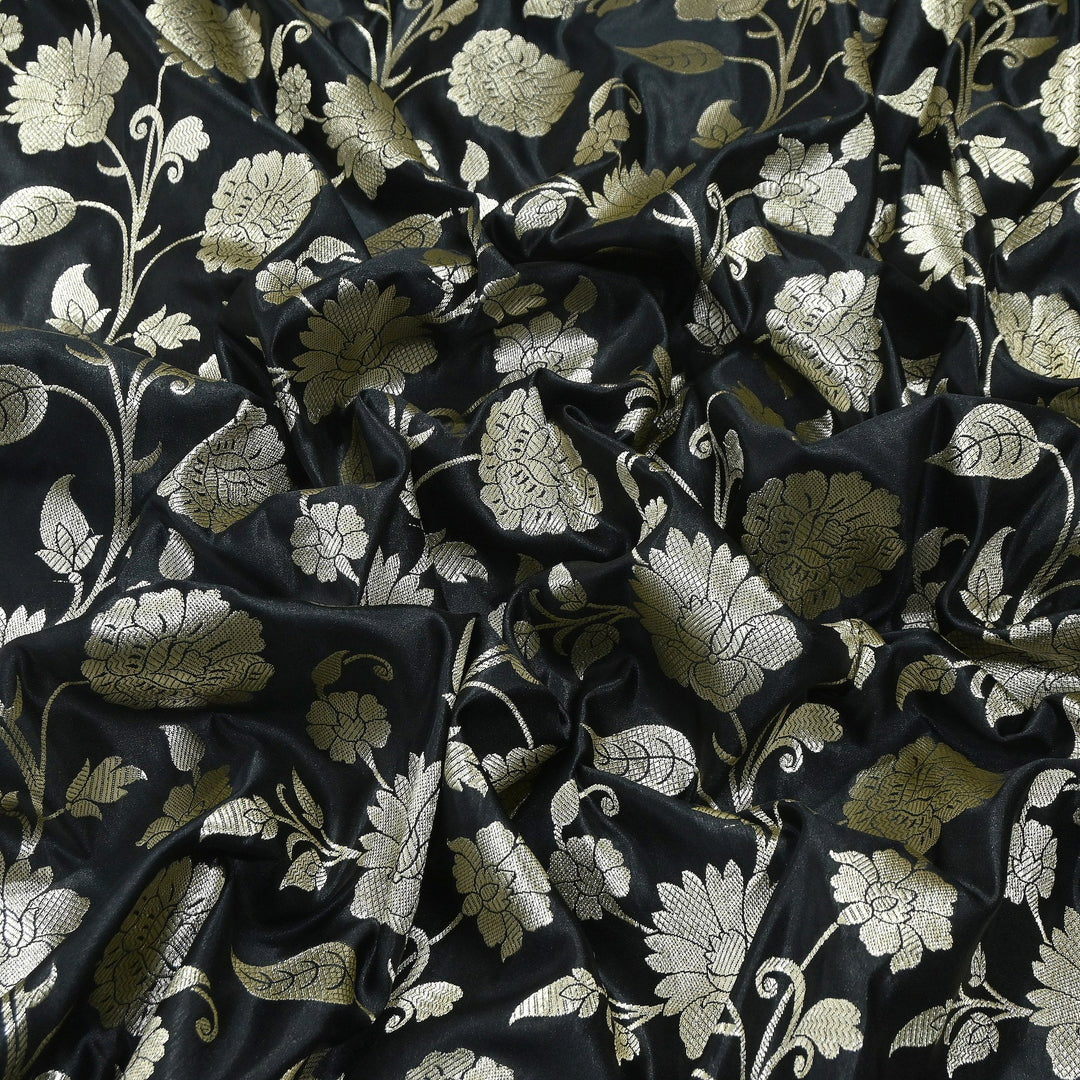 Mashru Satin Silk Zari Jaal Brocade Fabric – Luxury Designer Traditional Silk Fabric - MAS250-5