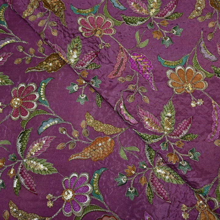 Beautiful Designer Crepe Position Prints, Zari & Sequin Embroidery Fabrics