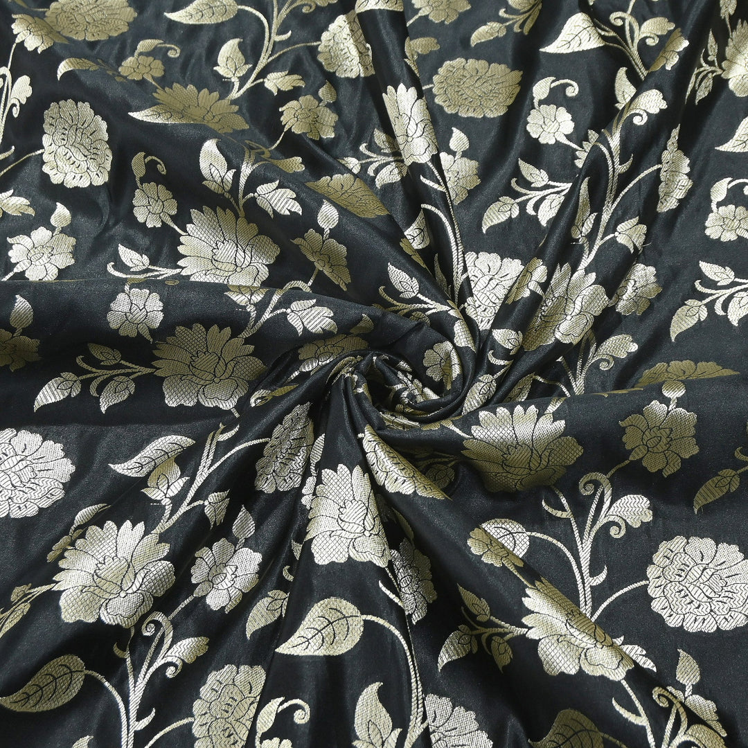 Mashru Satin Silk Zari Jaal Brocade Fabric – Luxury Designer Traditional Silk Fabric - MAS250-5