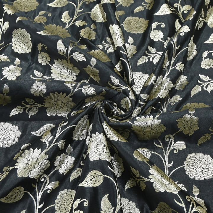 Mashru Satin Silk Zari Jaal Brocade Fabric – Luxury Designer Traditional Silk Fabric - MAS250-5