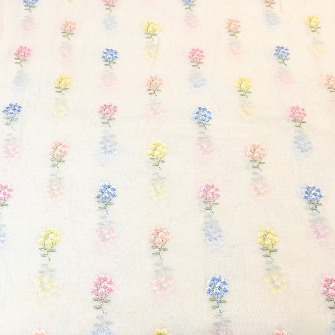 Mul Chanderi Thread Work Embroidery – Designer Summer Fabric MF0801-1