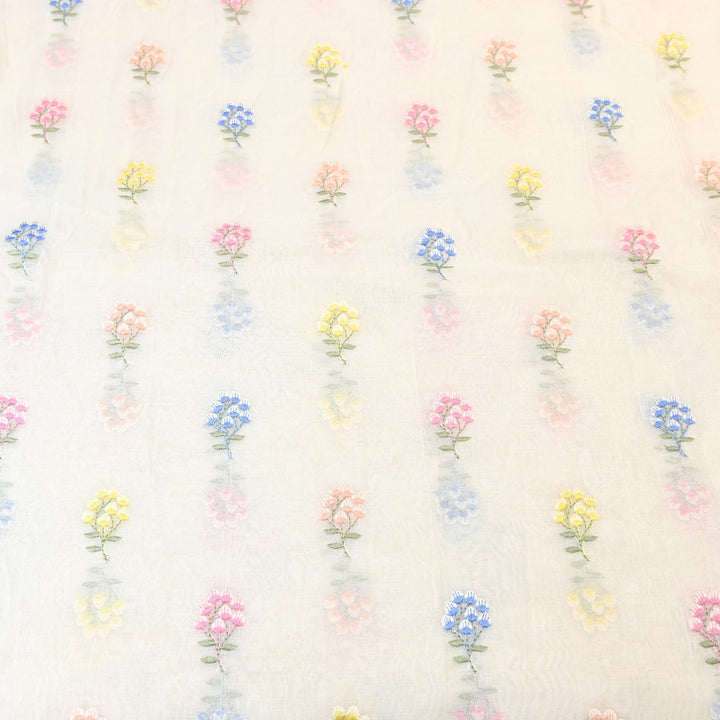 Mul Chanderi Thread Work Embroidery – Designer Summer Fabric MF0801-1