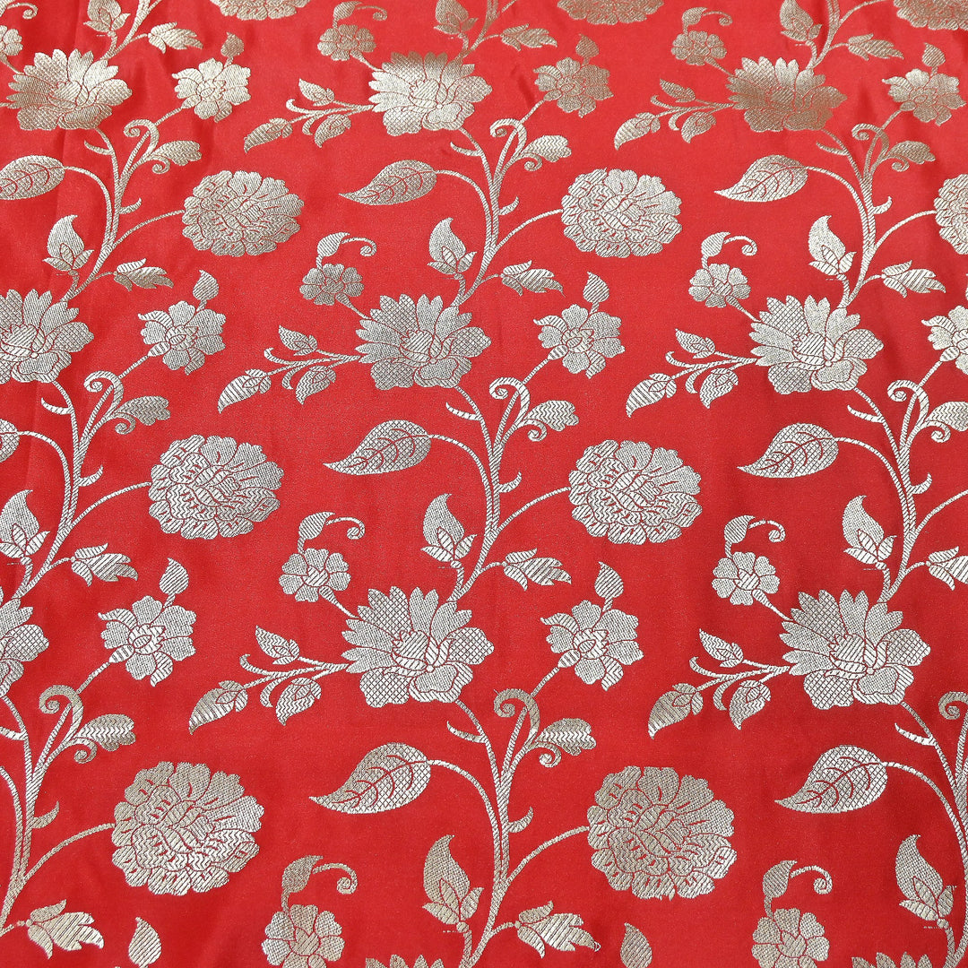 Mashru Satin Silk Zari Jaal Brocade Fabric – Luxury Designer Traditional Silk Fabric - MAS250-6