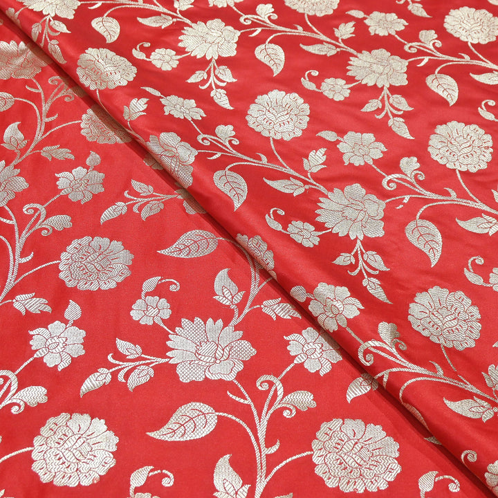 Mashru Satin Silk Zari Jaal Brocade Fabric – Luxury Designer Traditional Silk Fabric - MAS250-6