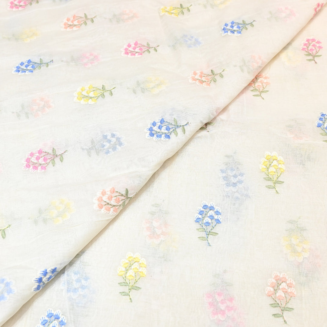 Mul Chanderi Thread Work Embroidery – Designer Summer Fabric MF0801-1