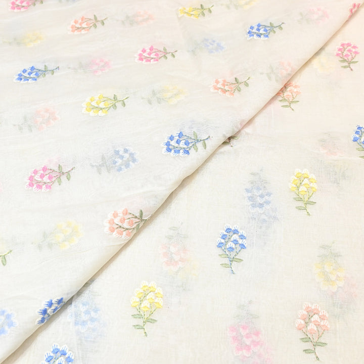 Mul Chanderi Thread Work Embroidery – Designer Summer Fabric MF0801-1
