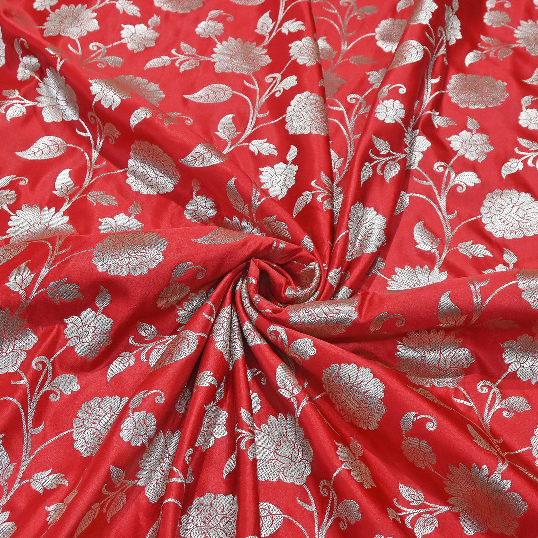 Mashru Satin Silk Zari Jaal Brocade Fabric – Luxury Designer Traditional Silk Fabric - MAS250-6