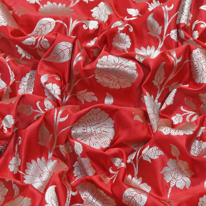 Mashru Satin Silk Zari Jaal Brocade Fabric – Luxury Designer Traditional Silk Fabric - MAS250-6
