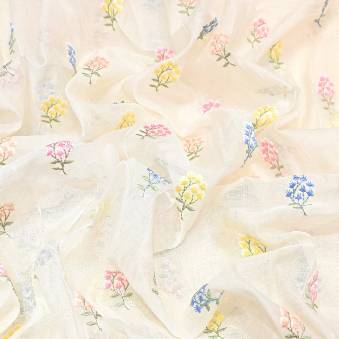 Mul Chanderi Thread Work Embroidery – Designer Summer Fabric MF0801-1