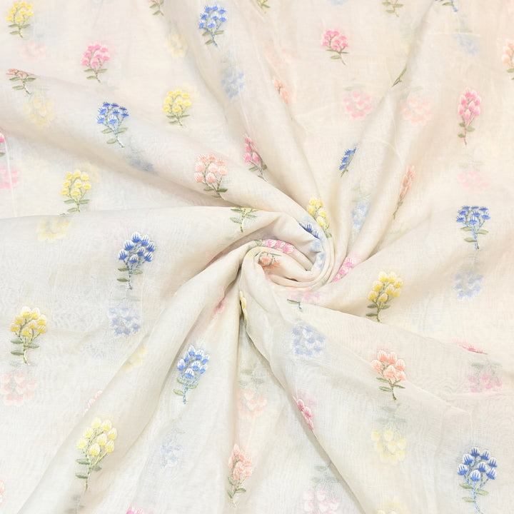 Mul Chanderi Thread Work Embroidery – Designer Summer Fabric MF0801-1